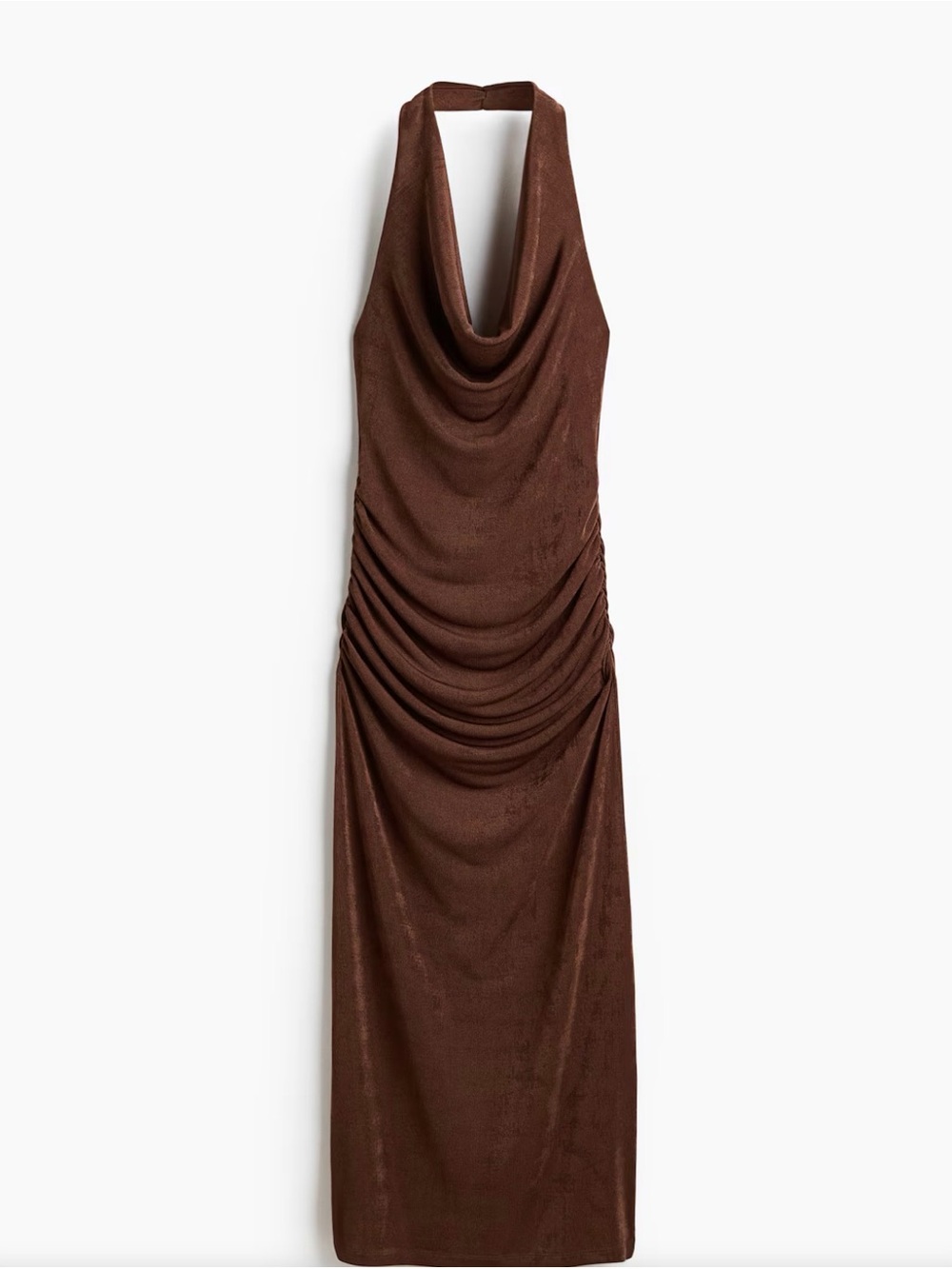 H&M Brown Cowl-Neck Halterneck Maxi Dress NWT Small